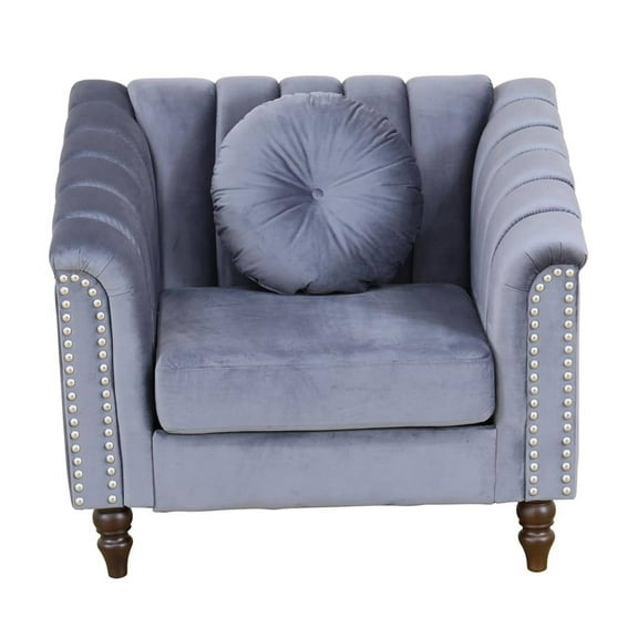 Modern Sofa Chair Living Room Chair Microfiber Sofa Couch Seat for Living Room, Bedroom, Small Space, Grey
