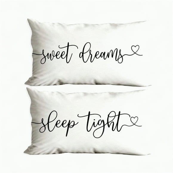 Dreamscape Bed Pillow Set - Decorative Throw Pillows for Bedroom, Sweet Dreams Pillow Cover, 12 x 20 White Pillow Cover - Bedroom Decor Pillows