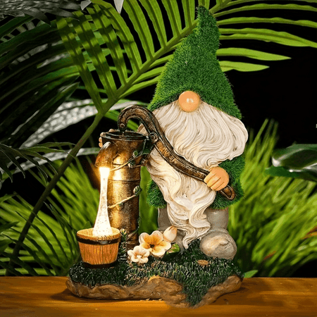 Garden Gnome Statues Decor, Outdoor Lawn Ornaments Decor with Solar LED Lights for Patio Yard Porch Decoration Gifts