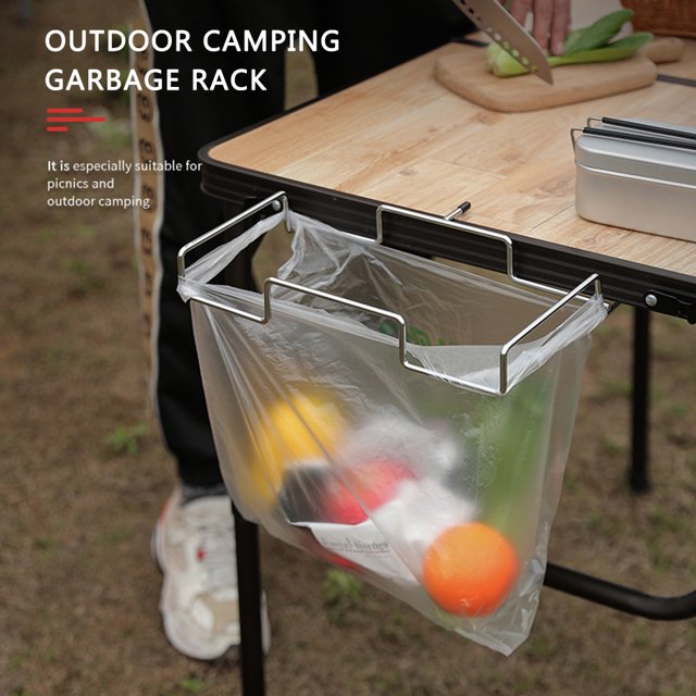 Soporte para bolsa de basura, estante para bolsa de basura, resistencia a la oxidación para uso en interiores y exteriores, para acampar
