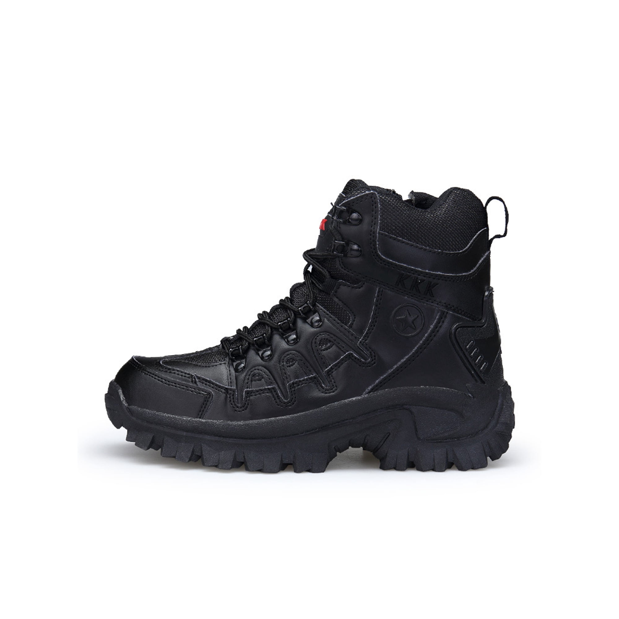 LUXUR Men Hiking Shoes High Top Army Combat Boots Slip Resistant Outdoor Shoe Lightweight Military Tactical Boot Mens Black 7.5 Walmart