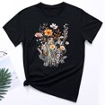 thumbnail image 4 of Sakmal Womens Tops Plus Size Short Sleeve Black Flower Crew Neck Graphic T-Shirts T Shirts for Women, 4 of 4