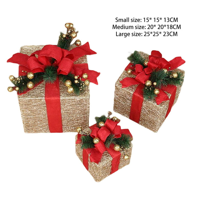 3 Pcs Christmas Nesting Gift Boxes with Lid Nesting Boxes Xmas Boxes Gold  Trees