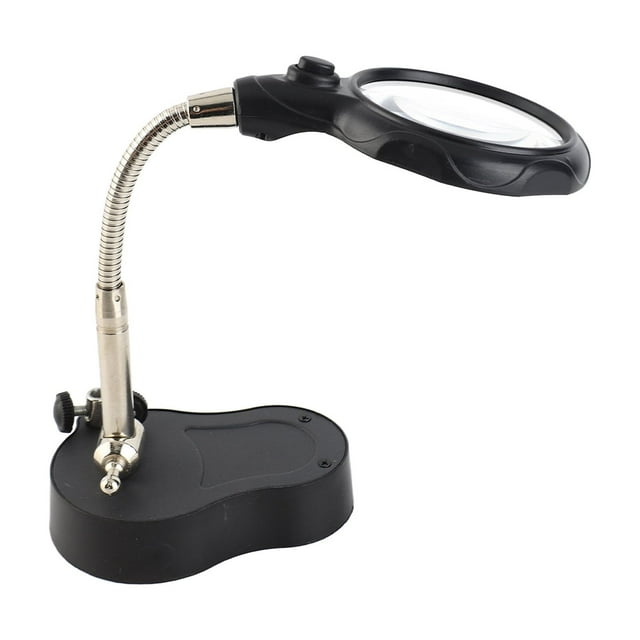 Magnifying LED Magnifying Magnifier Glass with Light On Stand Clamp Arm for Jewellery Making Black