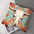 thumbnail image 7 of Boho Cow Print Pillow Cover Aztec Western Bull Skull Flowers Soft Flannel Pillow Covers Western Bull Cow Skull Pillowcases Cushion Cover Decor for Sofa Couch Bed, 7 of 7