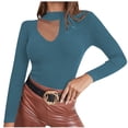 thumbnail image 2 of Women's Sweaters Lightweight Under $15 Casual Round Neck Long Sleeves Solid Color Base Knitted Sweater, 2 of 6