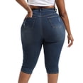 thumbnail image 2 of Gocolloa Plus Size Capris for Women 17" Inseam Stretchy Capri Jean Shorts High Waisted Cropped Pants Royal Blue 26W, 2 of 6