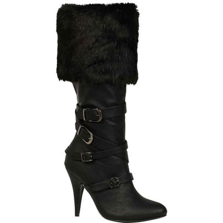 

Women s Fur Cuff Fantasy Boots in Black size: 9 | Leather by Medieval Collectibles