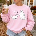 thumbnail image 4 of Unisex Boo-p Ghost Dog Halloween Fall Minimalist Aesthetic Cute Cottagecore Crewneck Sweatshirt, 4 of 7