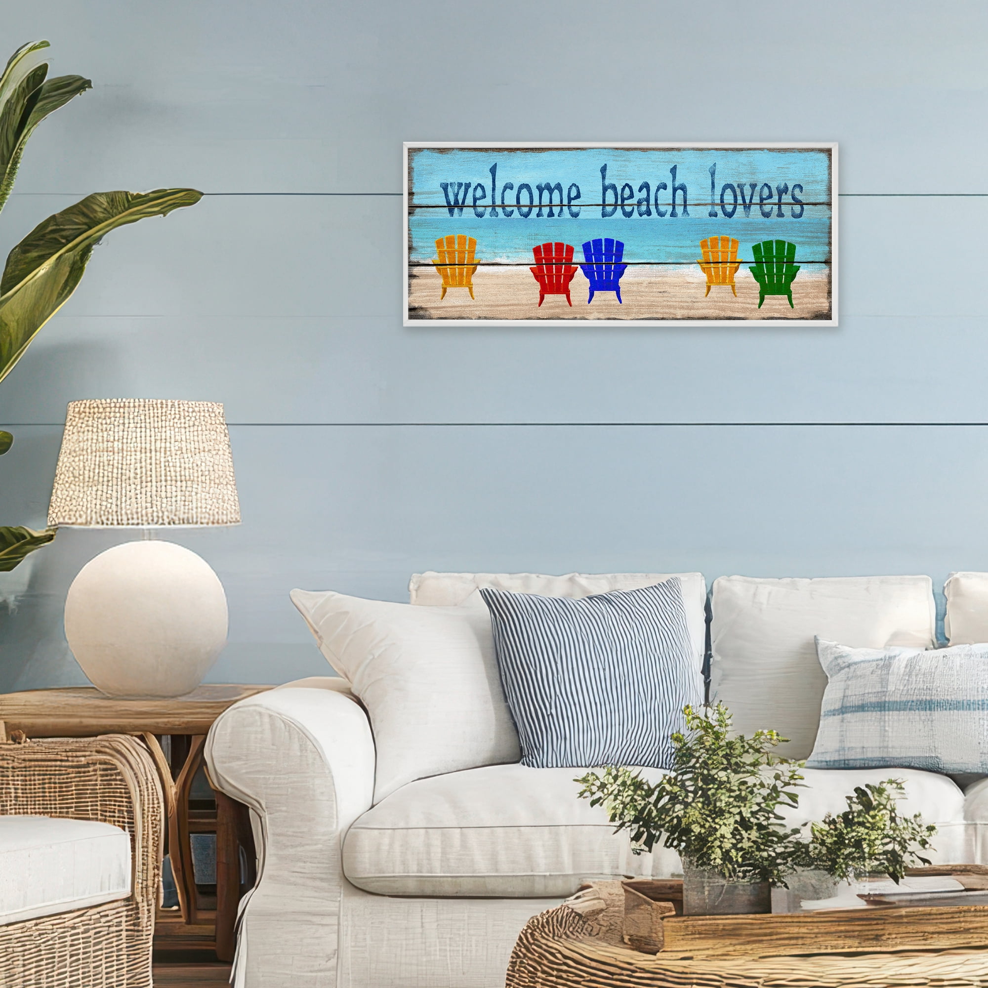 Stupell Industries Beach Lovers Chairs White Framed Giclee Art, design by Gail Fraser