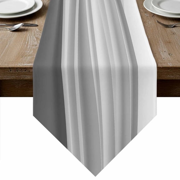 Table Runners 108 Inches Long, Gray Striped Cotton Linen Kitchen Dining Coffee Table Runner for Party Home Decor, Modern Abstract Art Wave Moire Gradient Tabletop Dresser Scarves Runner 13x108 Inch