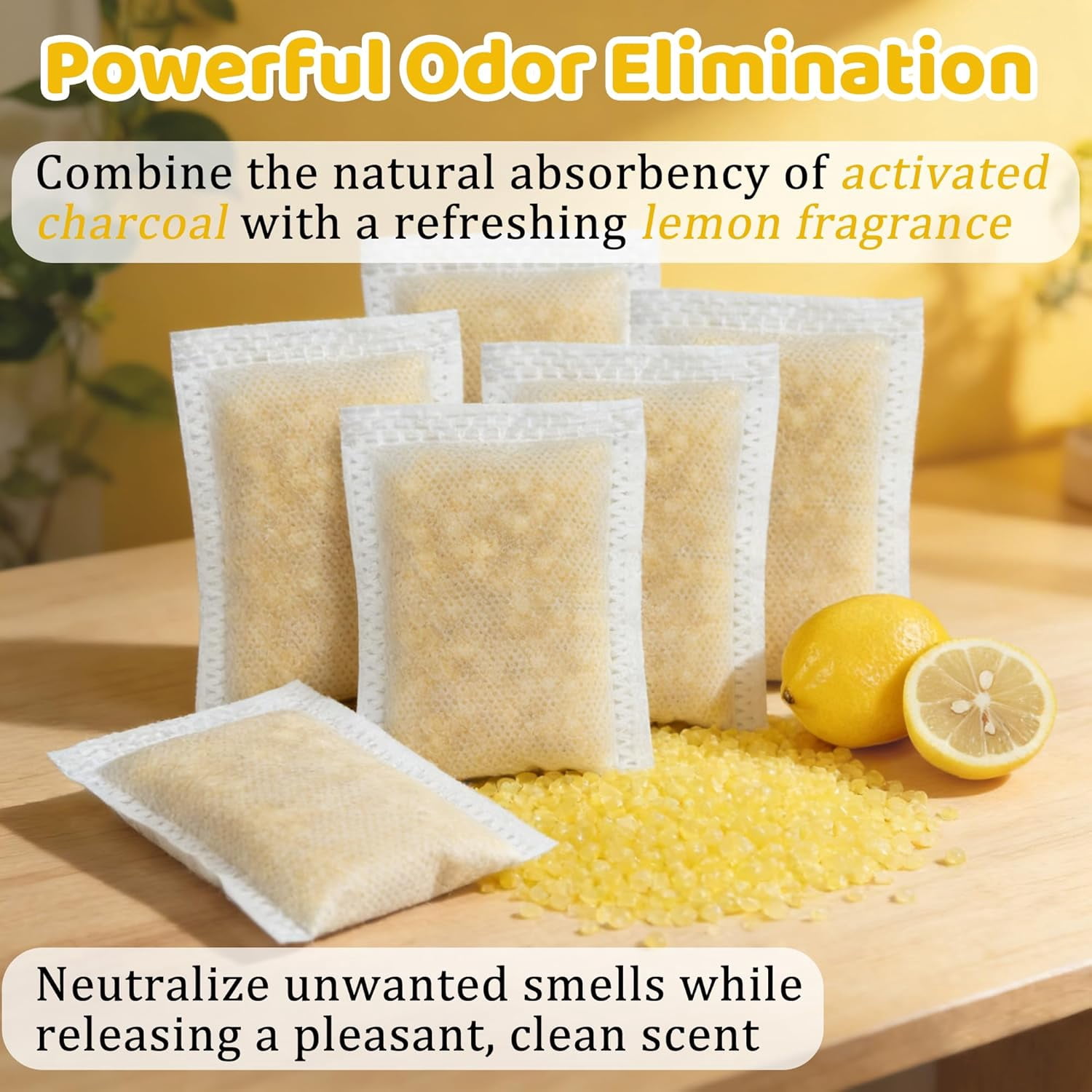 12 Pack Diaper Pail Deodorizer for Diaper Genie Complete Pail and Expressions Pail, Activated Charcoal Filters Replacement, Lemon Scent Activated Carbon Odor Eliminator Refill