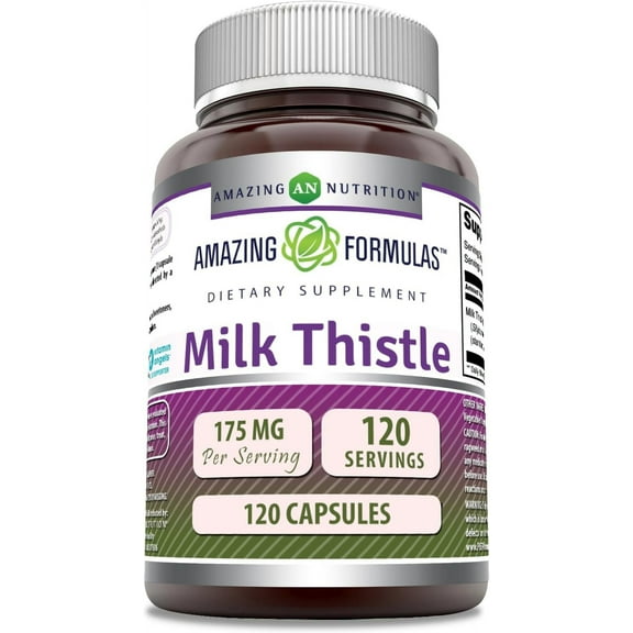 Amazing Formulas Milk Thistle 175 mg 120 Capsules Supplement | Non-GMO | Gluten Free | Made in USA