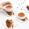 thumbnail image 4 of Leather Coasters with Heat-resistant for Drinks, Happy Running Dog -标题2 Hexagon, 4 of 5
