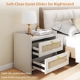 thumbnail image 6 of Natural Linen Nightstand, Boho Bedside Table End Table with Quiet Soft Close Drawer, Wood Farmhouse Large Night Stands with Charging Station for Bedroom, Ash, 6 of 8