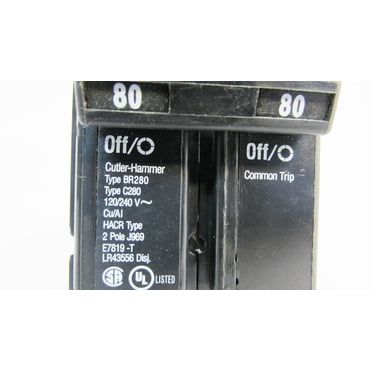 Eaton BR280 Circuit Breaker - 2-Pole 80 Amp 120/240V Type BR Plug-On Mount