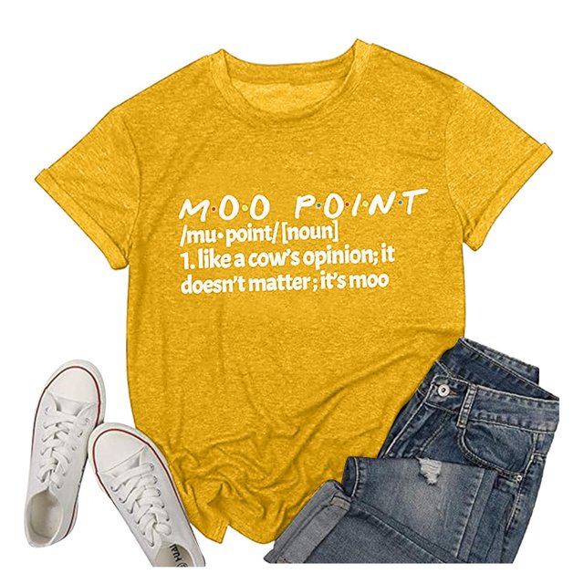 LUOGENLI T-shirts pour Femmes, T-shirts d'Été à Col Rond, Mode Imprimée Lettres, Manches Courtes, Haut en Coton Coloré, T-shirts Graphiques pour Femmes, Vêtements d'Été Jaune TTTG