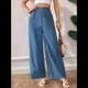 thumbnail image 4 of Pantalones de Mujer con Cintura Elástica Fruncida, Pierna Recta, Tiro Alto y Largos. Azul L, 4 of 9