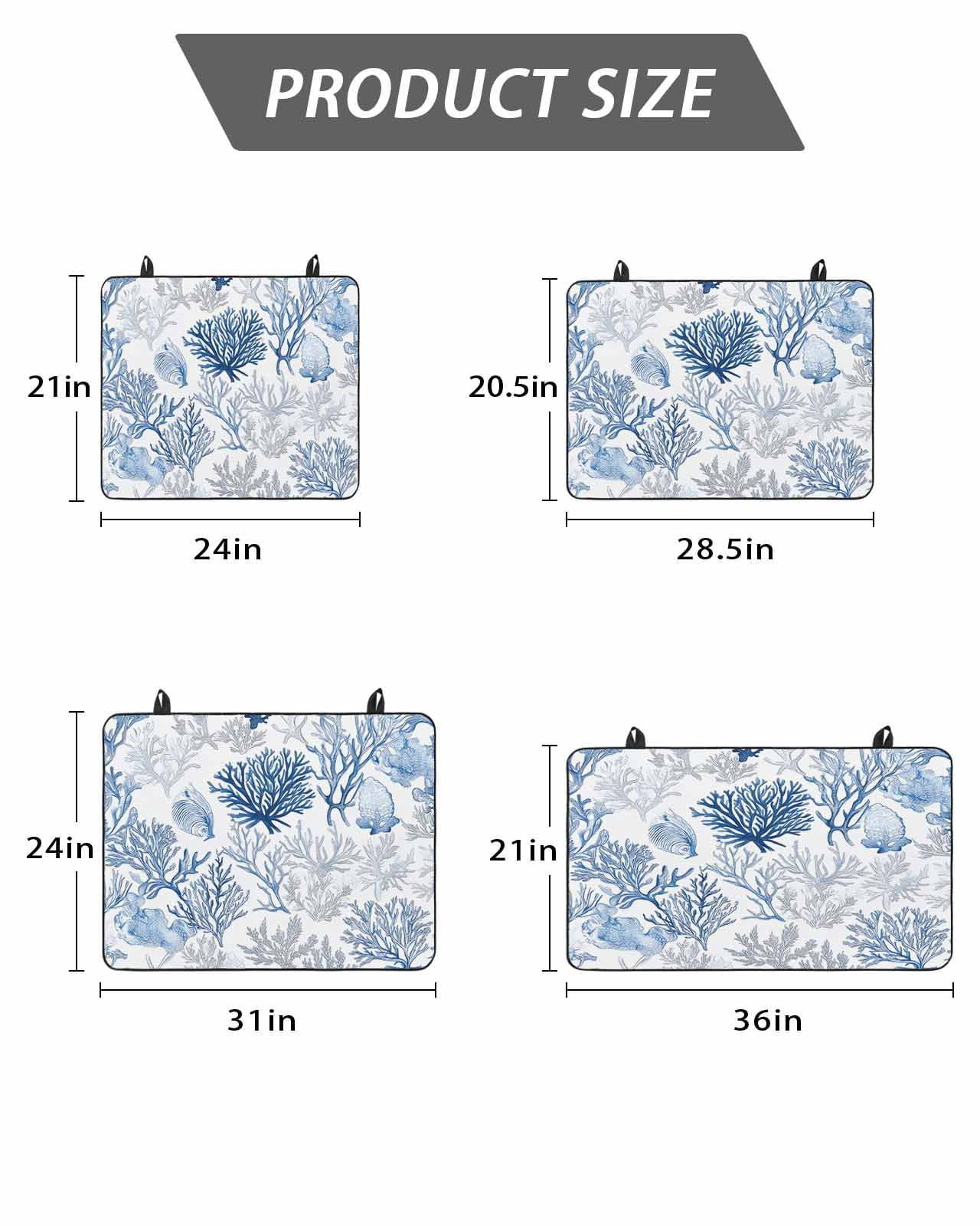 Stove Top Covers for Electric Stove, Ocean Coastal Coral Glass Stovetop Cover Protector, Blue Grey Abstract Flower Plant Fish Induction Cooktop Protector Oven Mat for Kitchen Countertop 24"x21"