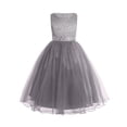 thumbnail image 4 of Alvivi Kids Sequined Lace Mesh Flower Girls Dress Princess Pageant Wedding Bridesmaid Birthday Party Dress Grown Gray 16, 4 of 7