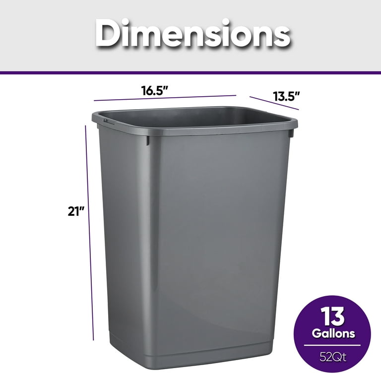 Superio Large Kitchen Trash Can 13 Gallon, 52 Qt Waste Bin for