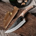 thumbnail image 4 of Kitchen Knife 6" Viking Knife with Sheath Handmade Forged Butcher Knife Cleaver Boning Knife for Meat Cutting High Carbon Steel Chef's Knife for Camping, Outdoor, Deboning, BBQ, 4 of 8