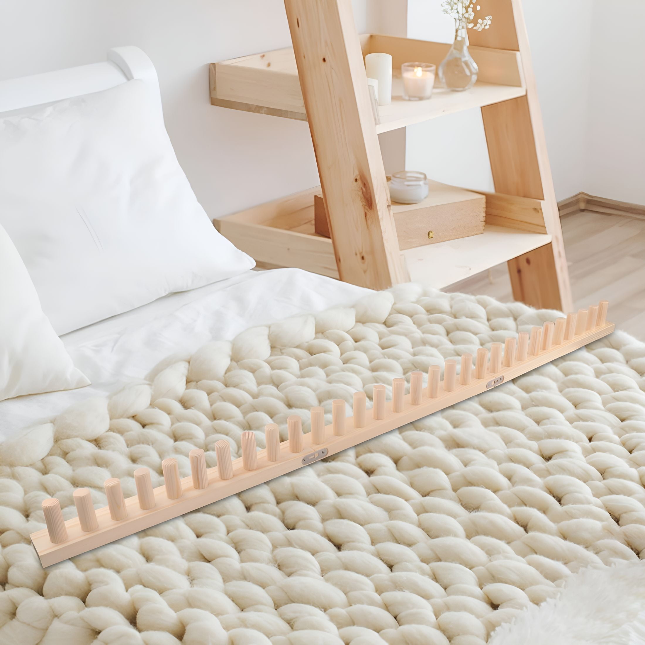 TUWAFE 2026 New Wooden Knitting Loom Frame for Chunky Knit Blankets Diy Knitting Loom Adjustable for Crafting, Knitting Projects, Homemade Blankets, Cozy Decor, Creative Hobbies.