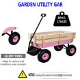 thumbnail image 6 of Hassch Outdoor Wagon Carrier Trolley All Terrain Pulling Utility Wagon Cart 178lbs Load with Wood Railing, Pink, 6 of 10