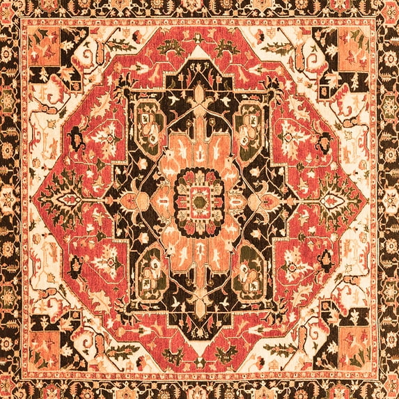 Ahgly Company Indoor Square Abstract Orange Modern Area Rugs, 4' Square