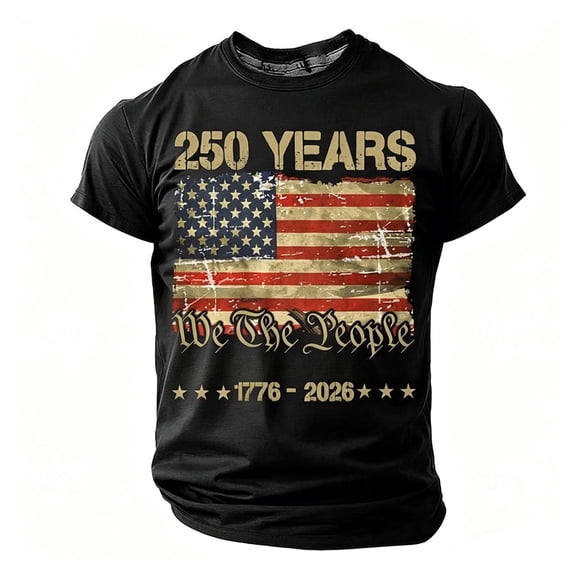 Sjldqy Mens 4th Of July Shirt Quick Dry Comfy Vintage American Flag Letter Print Graphic Tee Short Sleeve Crew Neck Anniversary Summer Patriotic Top For Men Size L Black
