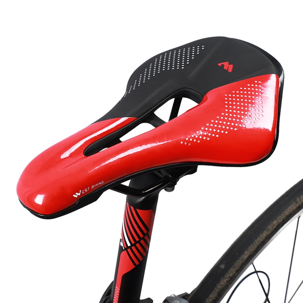 Bike Saddle Steel Rails Mountain Bicycle Seat Soft PU Leather Road MTB