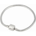 thumbnail image 1 of 1 Pulsera de dijes europeos de acero inoxidable con cadena de serpiente y cierre de barril para mujer. Compatible con dijes de estilo europeo. 7,1 pulgadas., 1 of 6