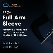 Copper Compression PRO+ Performance Full Arm Sleeve: Compression for Tendonitis, Arthritis & Forearm Strain S/M