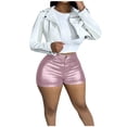 thumbnail image 5 of CHUMUD Women's Faux Leather Rave Shorts High Waisted Booty Shorts Stretch Legging Mini Shorts Skinny Club Party Shorts with Pockets, 5 of 5