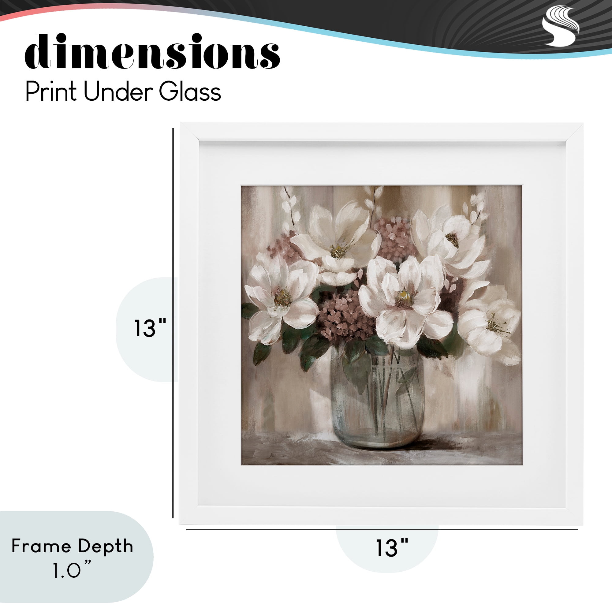 Stupell Industries Ivory Magnolias Vase White Framed Print Under Glass, design by Nan