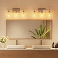thumbnail image 2 of Fnova Modern Bathroom Vanity Light Fixtures, 3-Light Wall Sconces Lighting with Clear Glass Shade, Brushed Nickel Wall Lights Over Mirror for Living Room, Bedroom, Gallery, E26 Base, 2 of 8