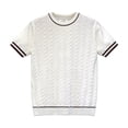 thumbnail image 3 of vdgthytj Mens Short Sleeve T Shirts Crew Neck Cable Knit Regular Fitted Tees Summer Casual Striped Sweater T Shirts, 3 of 5