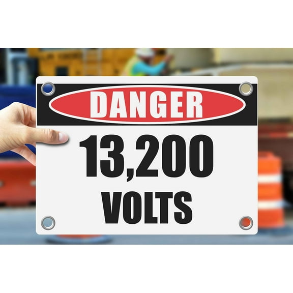 13200 VOLTS | Warning Notice Caution Danger 3mm PVC Sign