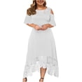 thumbnail image 3 of Vestido de talla grande para mujer, invitado de boda, cintura imperio, vestidos largos 2024, vestido largo elegante de verano con hombros descubiertos, 3 of 5