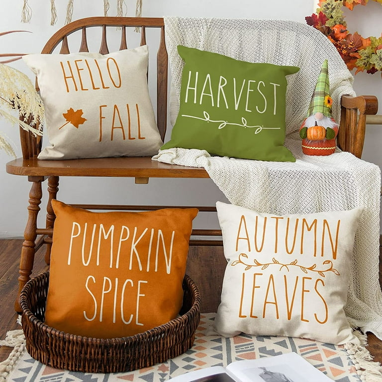 Clearance! Eqwljwe Thanksgiving Pillow Covers 18x18, Pumpkin Throw Pillow Covers , Give Thanks Farm Truck Fall Holiday Linen Couch Cushion Cases Home