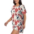 thumbnail image 2 of Kdxio Roosters Print Pajamas Sets for Women Short-Sleeved Pjs with Lounge Shorts Two Piece Sleepwear S-4XL, 2 of 8