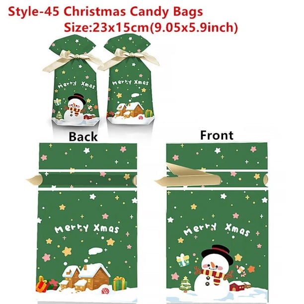 Bolsa de regalo de Papá Noel de 10 piezas, bolsa de dulces, crujiente copo de nieve, bolsa con cordón, decoraciones de Feliz Navidad para el hogar, regalos de Año Nuevo 2024