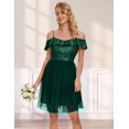 thumbnail image 4 of Vestido de lentejuelas Wedtrend WTS6002 para Mujer Verde Oscuro, 4 of 7