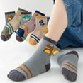 thumbnail image 4 of 10 Pairs Kids Boys Fun Novelty Socks Toddler None Slip Cotton Crew Dress Socks Cartoon Dinosaur Car Shark Stripes, 4 of 6