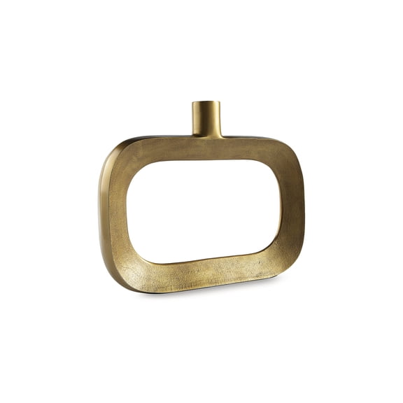 Signature Design by Ashley Lawtonville 15.38" Metal Vase, Antique Gold Finish