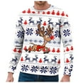 thumbnail image 1 of Chandail à Capuche Sans Capuche pour Hommes Hiver Chaud Col Rond Chandail Imprimé Flocon de Neige Père Noël Décontracté Confortable Doux, 1 of 4