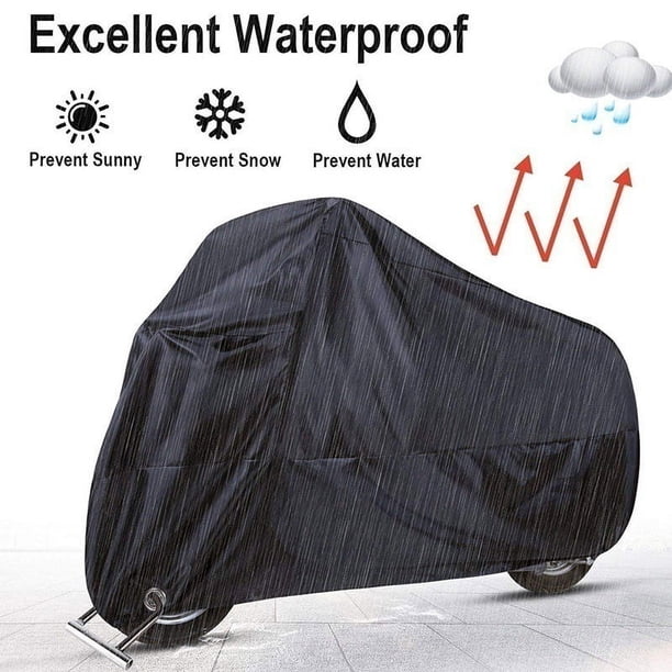 Cubierta para motocicleta, cubierta completa impermeable, protección UV, a prueba de desgarros, para todo tipo de clima, cubierta antipolvo para lluvia y nieve con almacenamiento con orifici