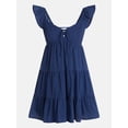 thumbnail image 5 of No Boundaries Tiered Cotton Dress with Flutter Sleeves, Women’s XXS-XXL, 5 of 5