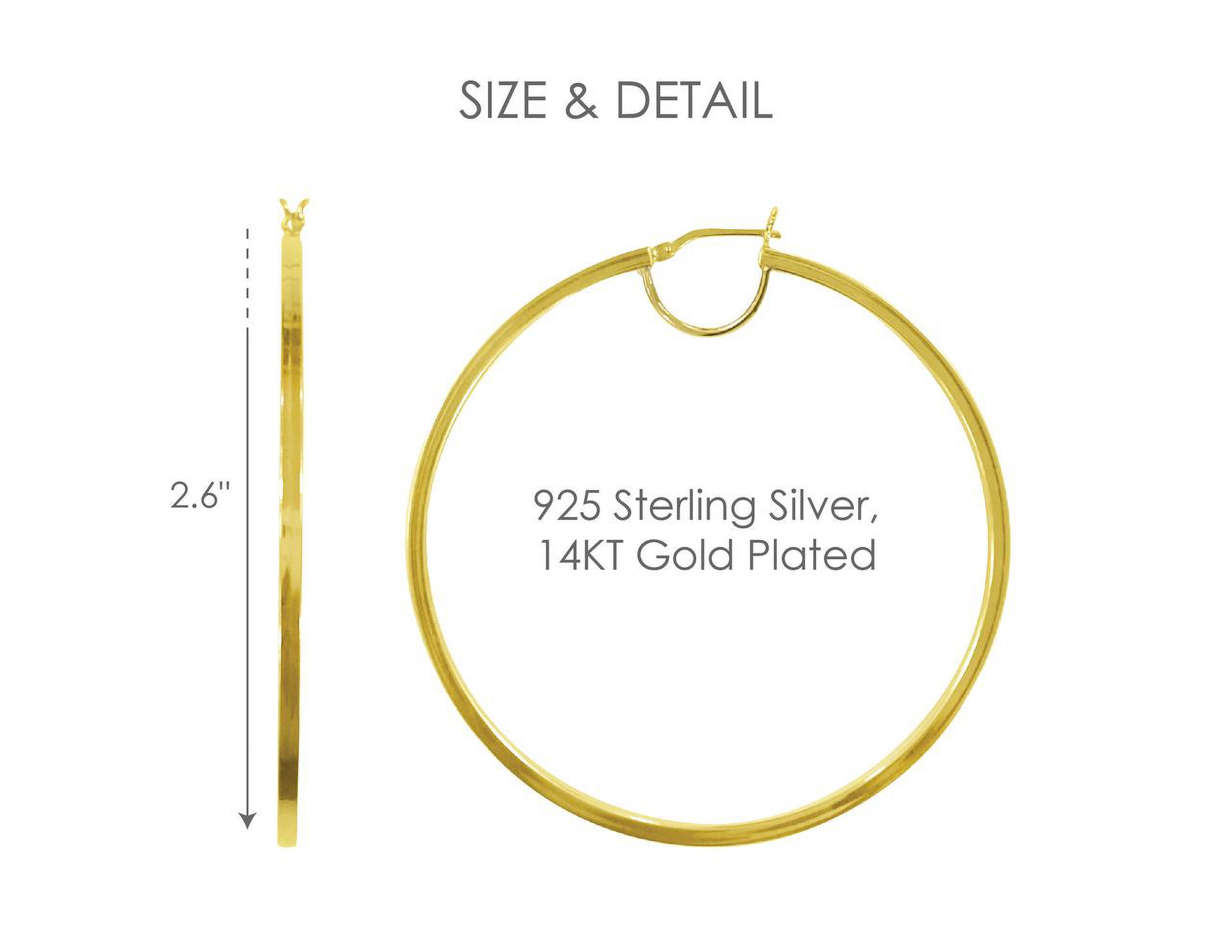 Brilliance Fine Jewelry Women's 14K Gold Plated Sterling Silver High Polished Large Square Tube Adults Earrings