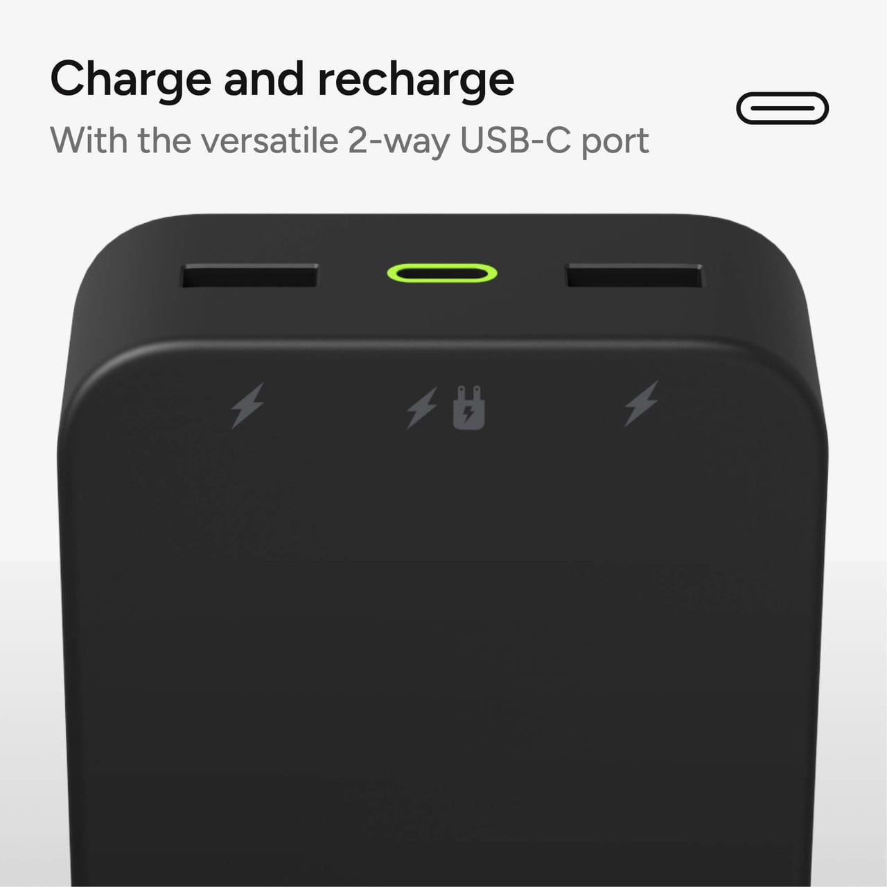 mophie Powerstation XL Power Bank 2023 - 20 000 mAh Large Internal Battery (2) USB-A Ports and (1) 20W USB-C PD Fast Charging Input/Output Port Travel-Friendly